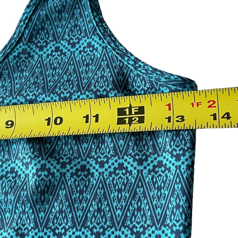 Ivivva Lululemon Girls Tank 14 Aqua Green Geo Print Racerback Top Seamless Logo - Picture 5 of 9
